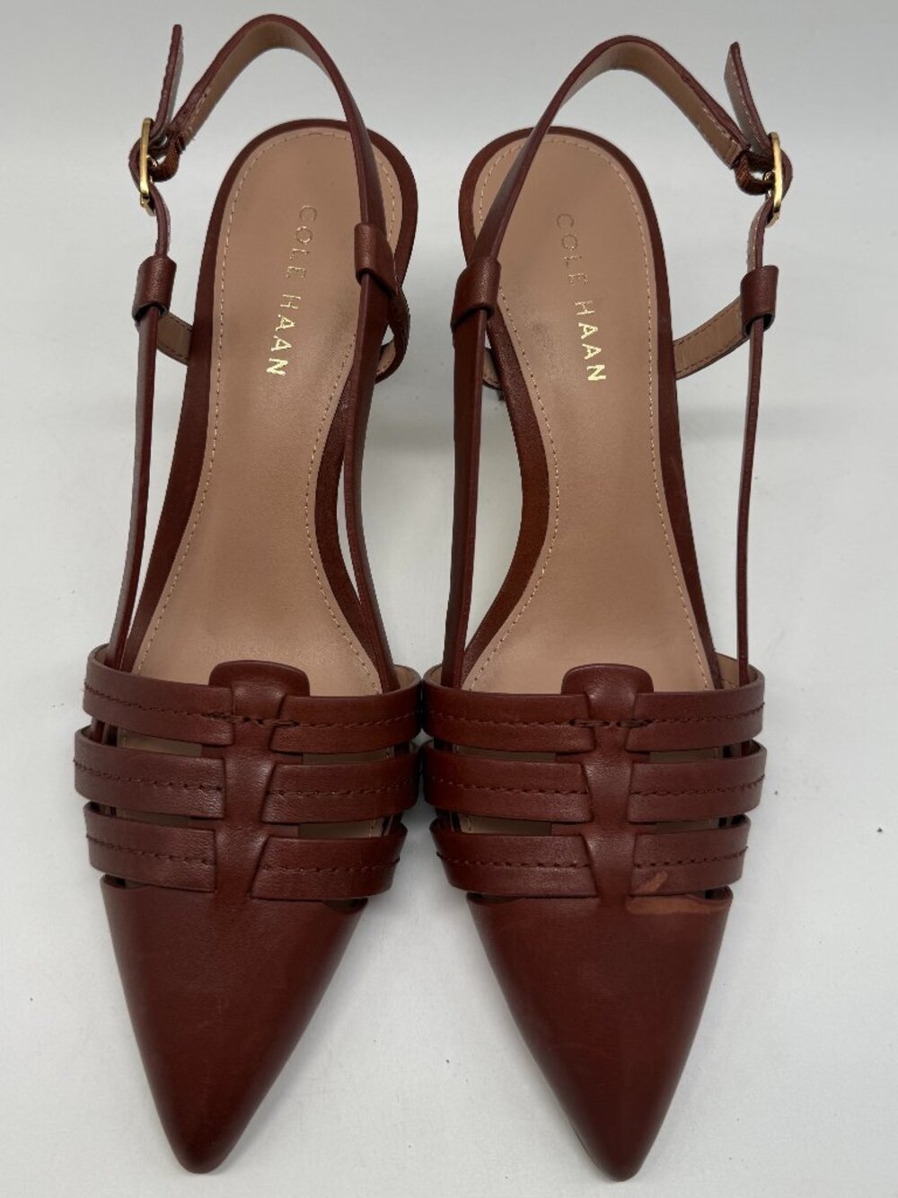COLE HAAN LEATHER ANKLE STRAP SANDAL BROWN US WOMEN SIZE 6B